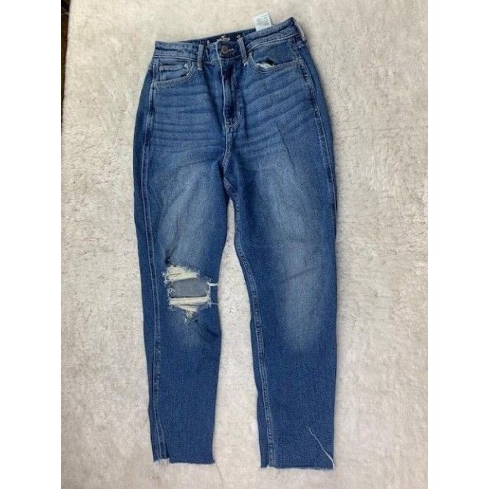 Hollister Size 3 Short Womens Jeans Ultra High Rise Mom Distressed Ankle Stretch